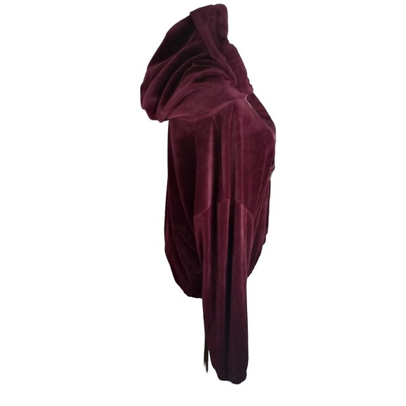 Anthropologie Daily Practice Burgundy Oversized Velour Velvet Hoodie Size L - Picture 8 of 9